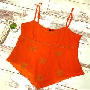 New York & Company orange boho flowy tank top 18
